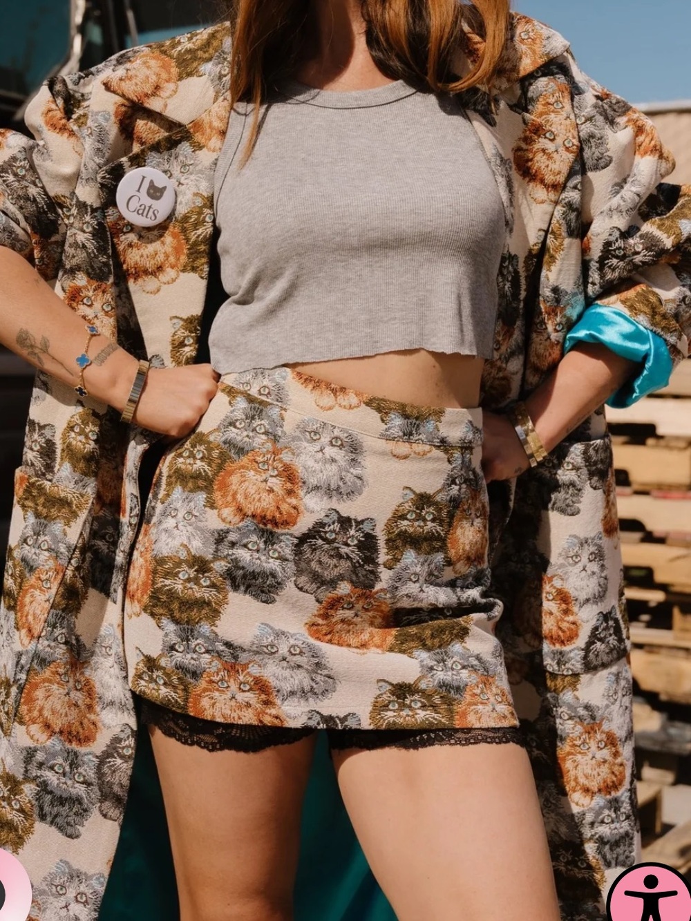 Dressed in LALA Twinkle Toes Jacquard Skort in Precious Persians - Picture 5 of 8